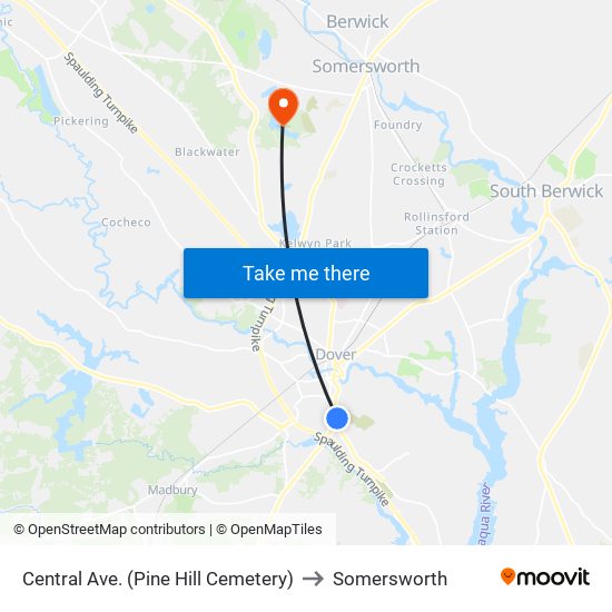 Central Ave. (Pine Hill Cemetery) to Somersworth map