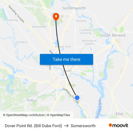 Dover Point Rd. (Bill Dube Ford) to Somersworth map