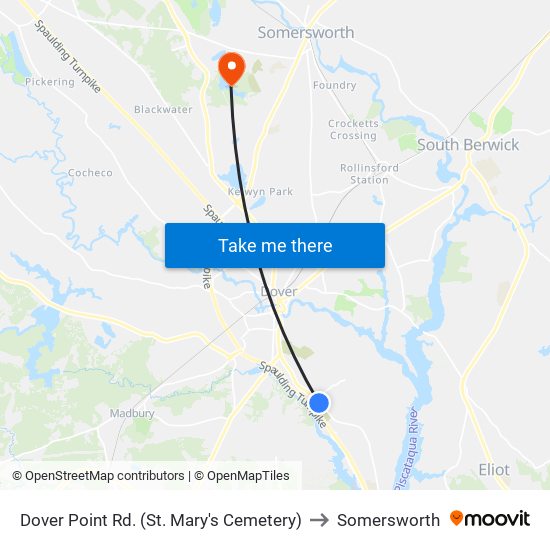 Dover Point Rd. (St. Mary's Cemetery) to Somersworth map