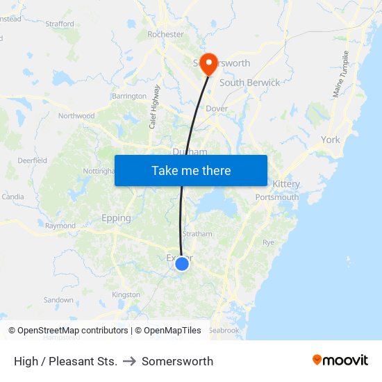 High / Pleasant Sts. to Somersworth map