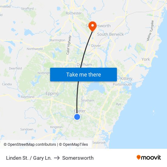 Linden St. / Gary Ln. to Somersworth map