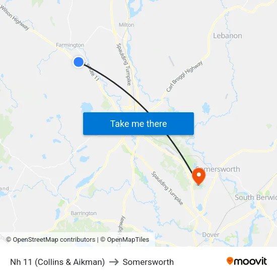 Nh 11 (Collins & Aikman) to Somersworth map
