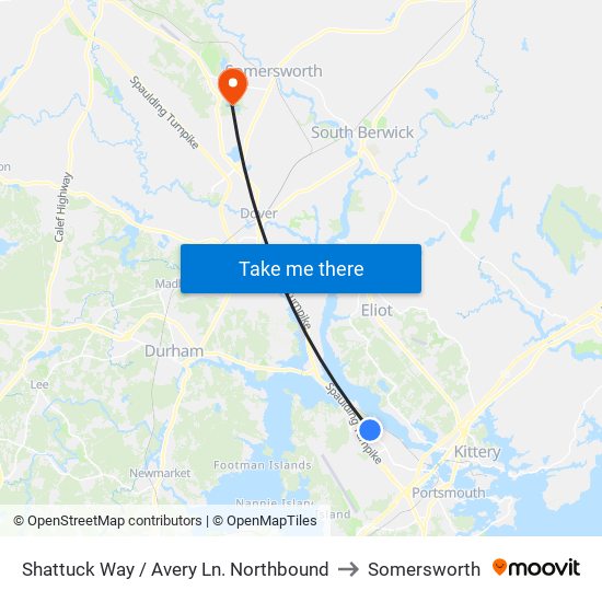 Shattuck Way / Avery Ln. Northbound to Somersworth map