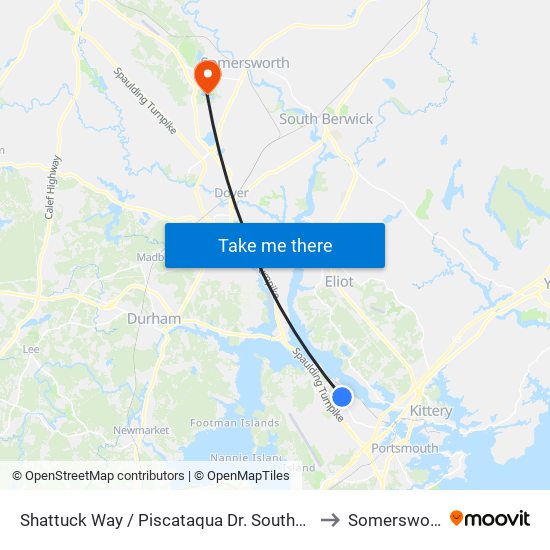 Shattuck Way / Piscataqua Dr. Southbound to Somersworth map