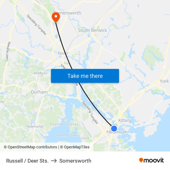 Russell / Deer Sts. to Somersworth map