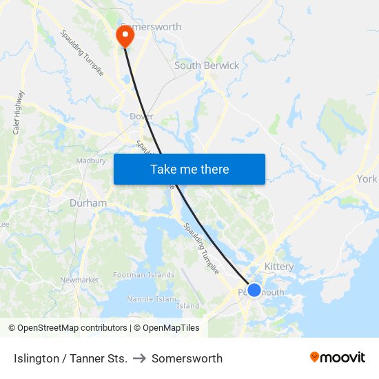 Islington / Tanner Sts. to Somersworth map