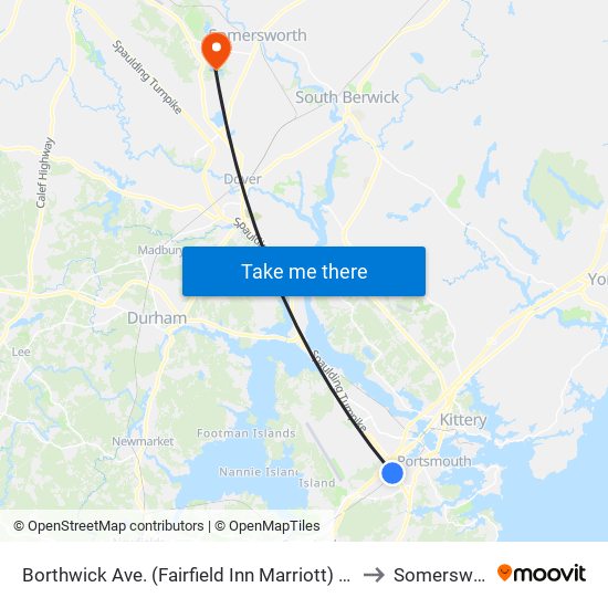 Borthwick Ave. (Fairfield Inn Marriott) Outbound to Somersworth map