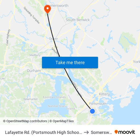 Lafayette Rd. (Portsmouth High School) Inbound to Somersworth map