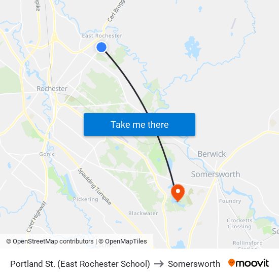 Portland St. (East Rochester School) to Somersworth map
