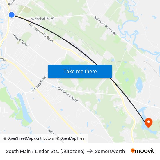 South Main / Linden Sts. (Autozone) to Somersworth map