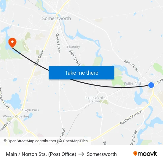 Main / Norton Sts. (Post Office) to Somersworth map
