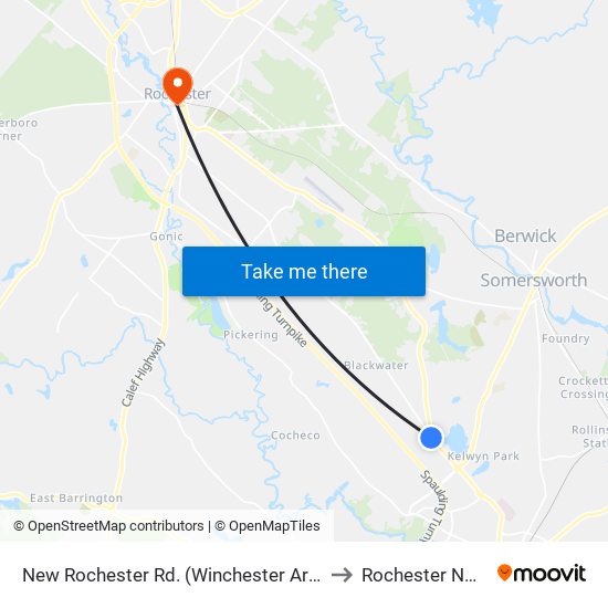 New Rochester Rd. (Winchester Arms Apts.) to Rochester NH USA map