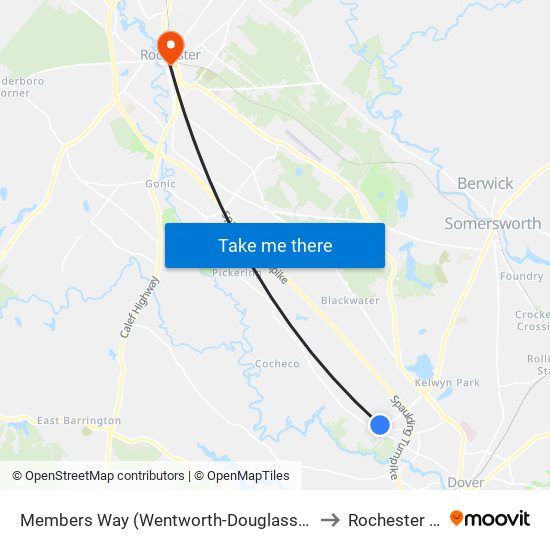 Members Way (Wentworth-Douglass Professional Center) to Rochester NH USA map