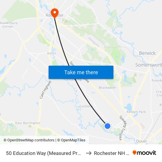 50 Education Way (Measured Progress) to Rochester NH USA map