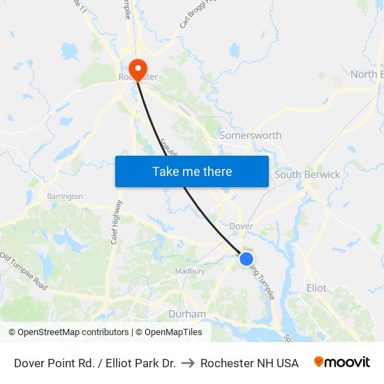 Dover Point Rd. / Elliot Park Dr. to Rochester NH USA map