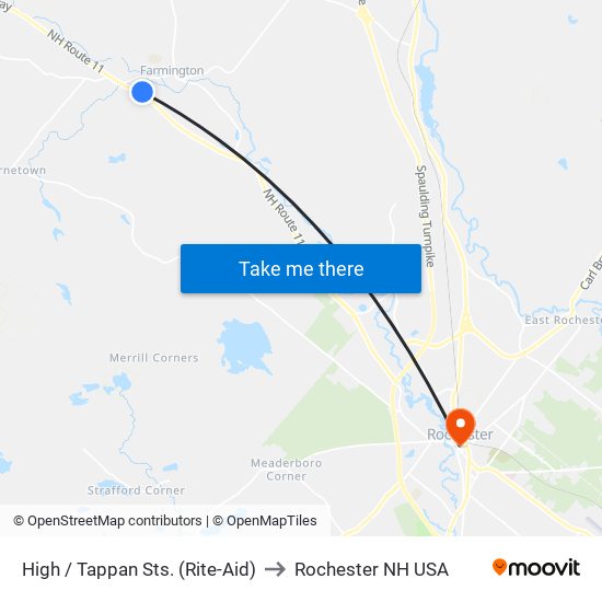 High / Tappan Sts. (Rite-Aid) to Rochester NH USA map