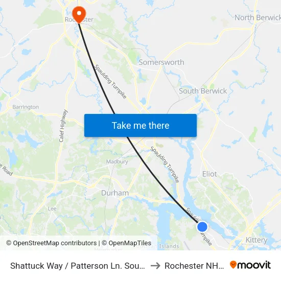 Shattuck Way / Patterson Ln. Southbound to Rochester NH USA map