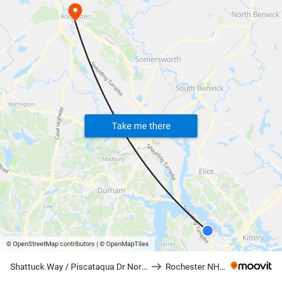 Shattuck Way / Piscataqua Dr Northbound to Rochester NH USA map