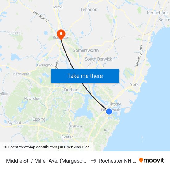 Middle St. / Miller Ave. (Margeson Apts.) to Rochester NH USA map