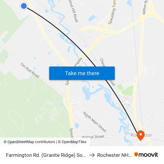 Farmington Rd. (Granite Ridge) Southbound to Rochester NH USA map