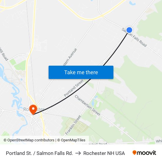 Portland St. / Salmon Falls Rd. to Rochester NH USA map