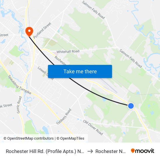 Rochester Hill Rd. (Profile Apts.) Northbound to Rochester NH USA map