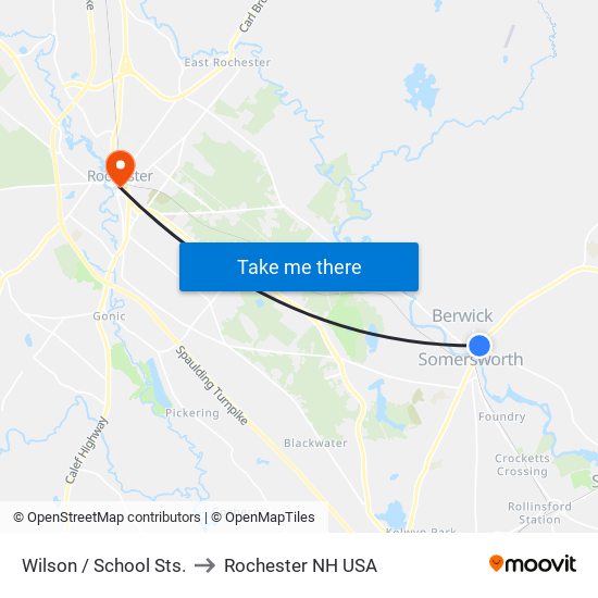 Wilson / School Sts. to Rochester NH USA map