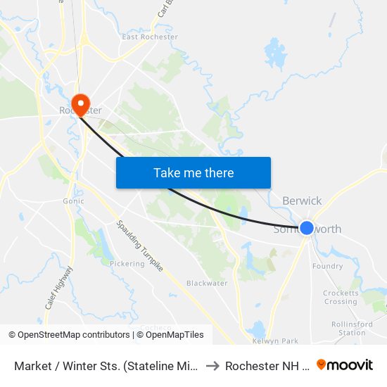 Market / Winter Sts. (Stateline Minimart) to Rochester NH USA map