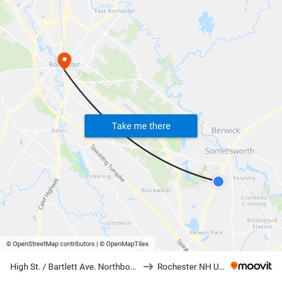 High St. / Bartlett Ave. Northbound to Rochester NH USA map