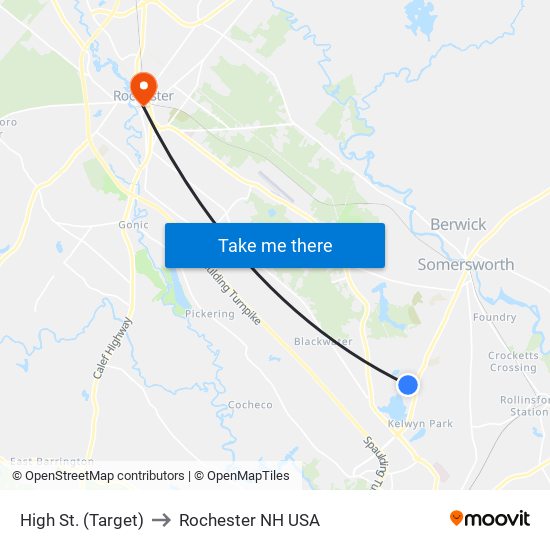 High St. (Target) to Rochester NH USA map