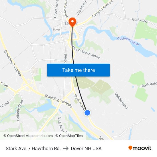 Stark Ave. / Hawthorn Rd. to Dover NH USA map