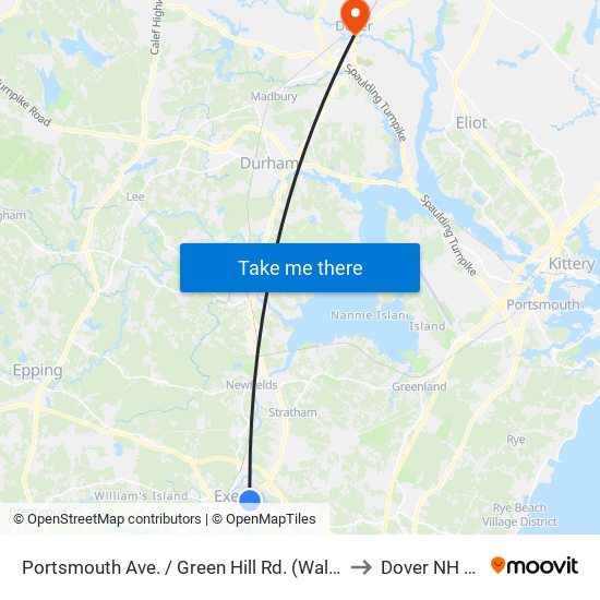 Portsmouth Ave. / Green Hill Rd. (Walgreens) to Dover NH USA map