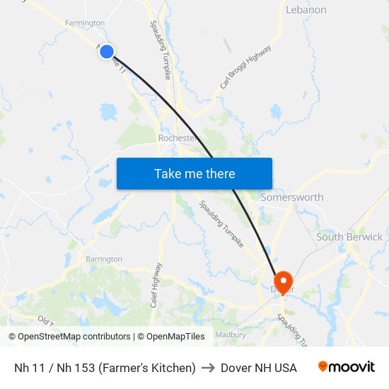 Nh 11 / Nh 153 (Farmer's Kitchen) to Dover NH USA map