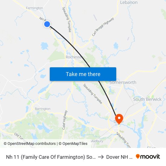 Nh 11 (Family Care Of Farmington) Southbound to Dover NH USA map