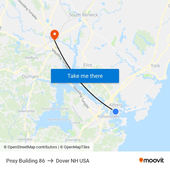 Pnsy Building 86 to Dover NH USA map