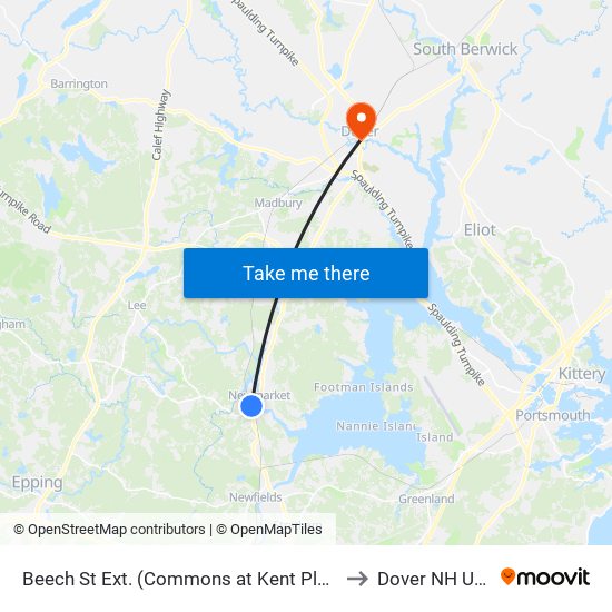 Beech St Ext. (Commons at Kent Place) to Dover NH USA map