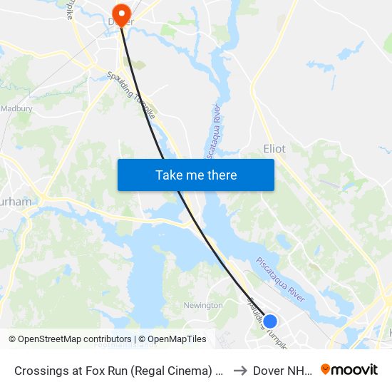 Crossings at Fox Run (Regal Cinema) Northbound to Dover NH USA map