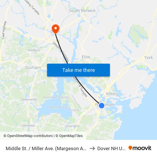 Middle St. / Miller Ave. (Margeson Apts.) to Dover NH USA map