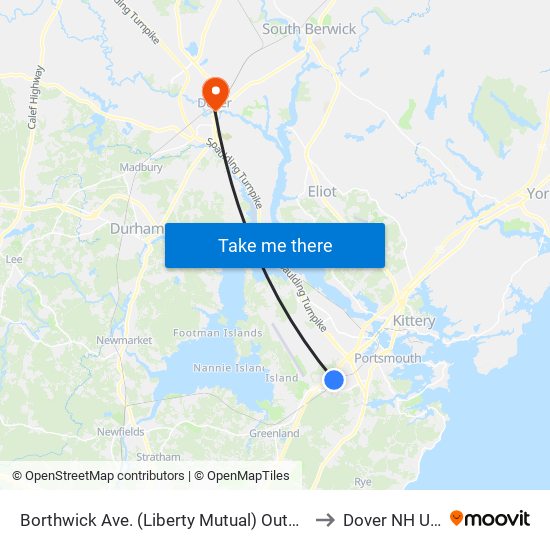 Borthwick Ave. (Liberty Mutual) Outbound to Dover NH USA map