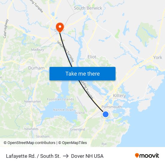 Lafayette Rd. / South St. to Dover NH USA map