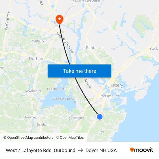 West / Lafayette Rds. Outbound to Dover NH USA map