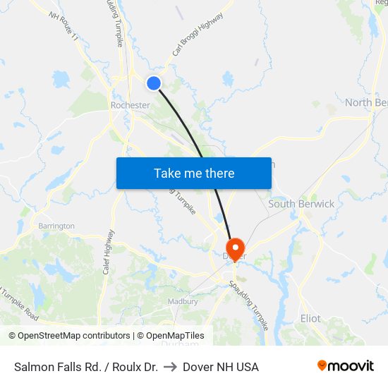 Salmon Falls Rd. / Roulx Dr. to Dover NH USA map