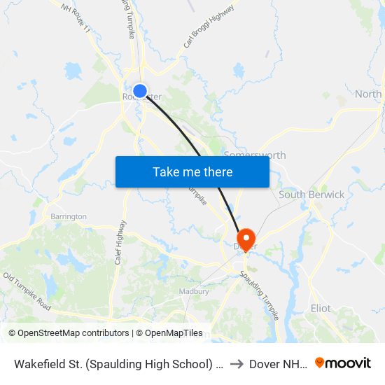 Wakefield St. (Spaulding High School) Northbound to Dover NH USA map