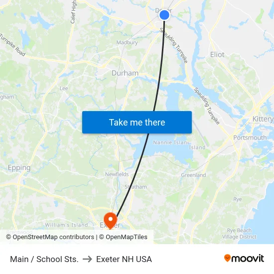Main / School Sts. to Exeter NH USA map