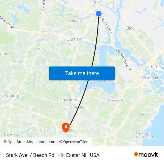 Stark Ave. / Beech Rd. to Exeter NH USA map
