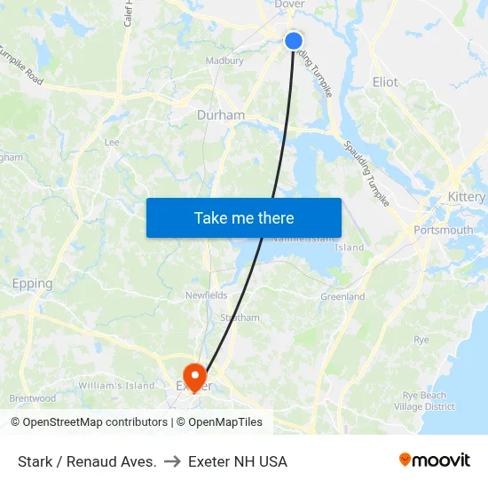 Stark / Renaud Aves. to Exeter NH USA map