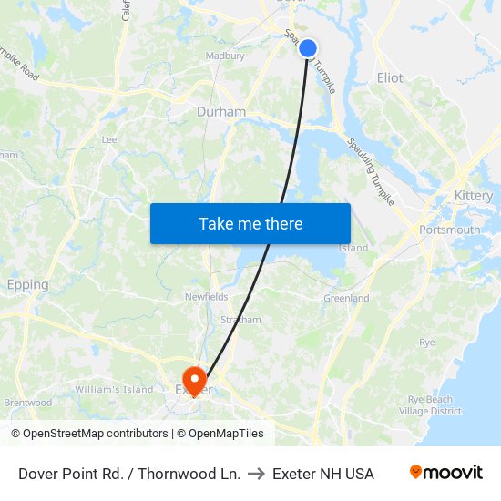 Dover Point Rd. / Thornwood Ln. to Exeter NH USA map