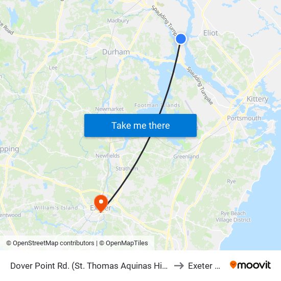 Dover Point Rd. (St. Thomas Aquinas High School) Northbound to Exeter NH USA map