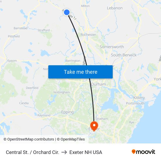 Central St. / Orchard Cir. to Exeter NH USA map