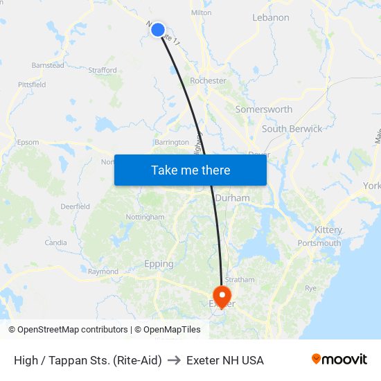 High / Tappan Sts. (Rite-Aid) to Exeter NH USA map